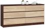 Chest of drawers NORE K160 with 6 drawers, dark brown/oak color