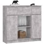 Комод K100, 2 дверцы и 3 ящика, серый, 101 × 98 × 35 см