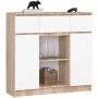 Комод K100, 2 дверцы и 3 ящика, коричневый/белый, 101 × 98 × 35 см