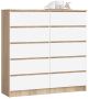 Комод K120, 10 ящиков, коричневый/белый, 120 × 121 × 40 см