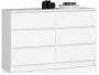 Kumode K120, 6 atvilktnes, Balta, 120 × 77 × 40 cm