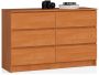 Комод K120, 6 ящиков, коричневый, 120 × 77 × 40 см