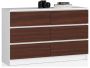 Chest of drawers NORE K120 with 6 drawers, white/dark brown