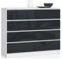 Комод K120, 8 ящиков, белый/серый, 120 × 99 × 40 см