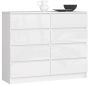 Chest of drawers NORE K120 with 8 drawers, glossy white