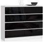 Chest of drawers NORE K120 with 8 drawers, glossy black