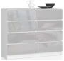 Chest of drawers NORE K120 with 8 drawers, white/light gray