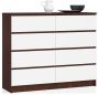 Chest of drawers NORE K120 with 8 drawers, dark brown/white