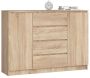 Chest of drawers NORE K140 with 4 drawers, oak color