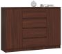Chest of drawers NORE K140 with 4 drawers, dark brown