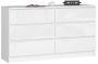 Chest of drawers NORE K140 with 6 drawers, glossy white