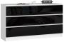 Chest of drawers NORE K140 with 6 drawers, glossy black