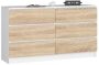 Chest of drawers NORE K140 with 6 drawers, white/oak color
