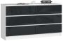Chest of drawers NORE K140 with 6 drawers, white/dark grey