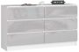 Chest of drawers NORE K140 with 6 drawers, white/light gray
