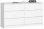 Chest of drawers NORE K140 with 6 drawers, white
