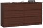 Chest of drawers NORE K120 with 6 drawers, dark brown