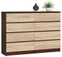 Комод K140, 8 ящиков, Коричневый/дубовый, 138 × 99 × 40 см