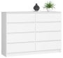 Комод K140, 8 ящиков, Белый, 138 × 99 × 40 см