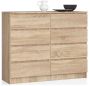 Chest of drawers NORE K140 with 8 drawers, oak color