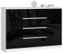 Комод K140 AkordV2, 2 дверцы, 4 ящика, белый/чёрный, 138 × 99 × 40 см
