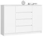 Комод K140 CLP, 2 дверцы и 4 ящика, Белый, 138 × 99 × 40 см