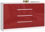 Chest of drawers NORE K160 with 4 drawers, red/white