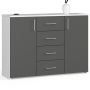 Комод K45 AkordV2, 4 ящика, белый/серый, 110 × 80 × 35 см