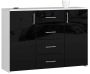 Chest of drawers NORE K45, glossy white/black