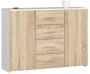 Chest of drawers NORE K45, white/oak