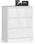 Chest of drawers NORE K60 with 3 drawers, glossy white
