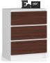 Chest of drawers NORE K60 with 3 drawers, dark brown/white