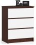 Chest of drawers NORE K60 with 3 drawers, dark brown/white