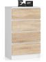 Chest of drawers NORE K60 with 4 drawers, white/oak color