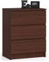 Chest of drawers NORE K60 with 3 drawers, dark brown