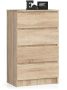Chest of drawers NORE K60 with 4 drawers, oak