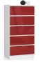 Комод K60, 5 ящиков, белый/красный, 60 × 121 × 40 см
