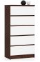 Chest of drawers NORE K60 with 5 drawers, dark brown/white