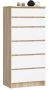 Chest of drawers NORE K60 with 6 drawers, oak/white