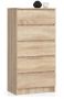 Комод K60 CLP, 5 ящиков, Дубовый, 60 × 121 × 40 см