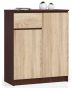 Chest of drawers NORE K80, dark brown/oak color