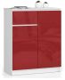 Chest of drawers NORE K80, glossy white/red