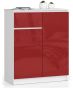 Комод K80 CLP, 2 дверцы и 1 ящик, белый/красный, 80 × 99 × 40 см