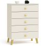 Комод MOBI K-05, 5 ящиков, бежевый/золотой, 60 × 89 × 37 см