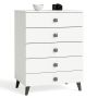 Комод MOBI K05, 5 ящиков, белый/чёрный, 60 × 89 × 37 см