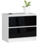 Chest of drawers NORE K60 with 2 drawers, white/black