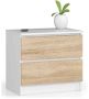 Chest of drawers NORE K60 with 2 drawers, oak/white