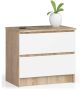 Chest of drawers NORE K60 with 2 drawers, oak/white