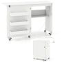 Computer desk, Foldable, 3 storage compartments, White, 116 × 78 × 41 cm