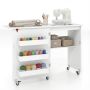 Computer desk, Foldable, 3 containers, White, 118.5 × 79.5 × 40 cm